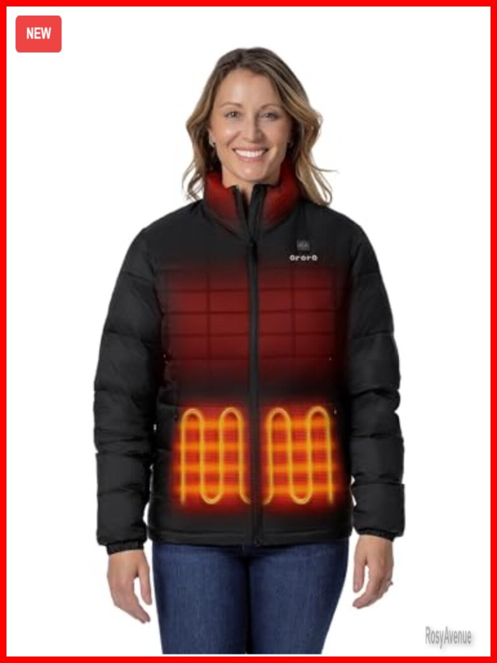 Heated Puffer Jacket Battery 4 Heating Zones Water Wind Resistant